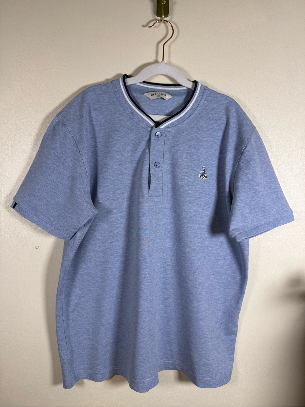 Beanpole Light Blue Henley T-Shirt Men’s Size 100 L Short Sleeve Korean Preppy